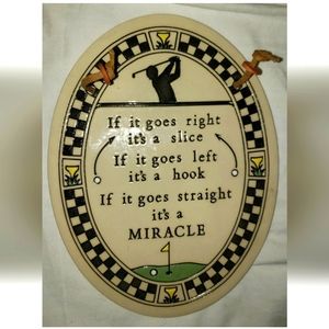 :* genuine Trinity Pottery Ceramic 7" Oval  handcrafted wall golf miracle plaque